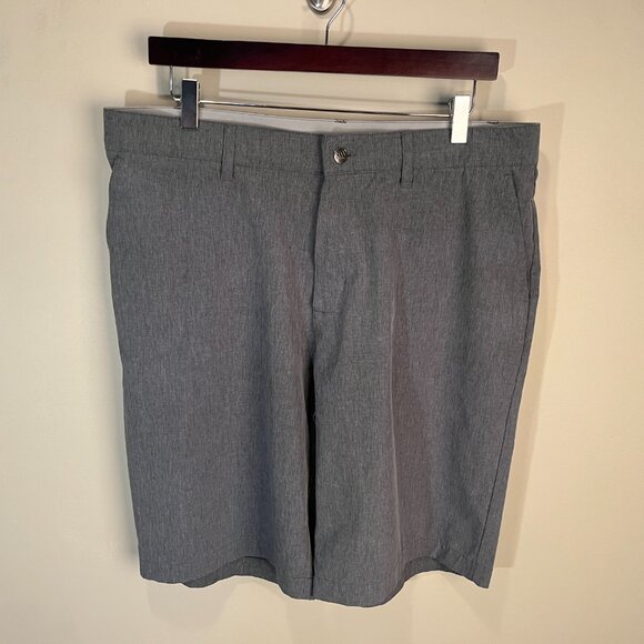 Adidas Golf Men's gray marled flat front performance Shorts 36 10" inseam - Picture 2 of 5